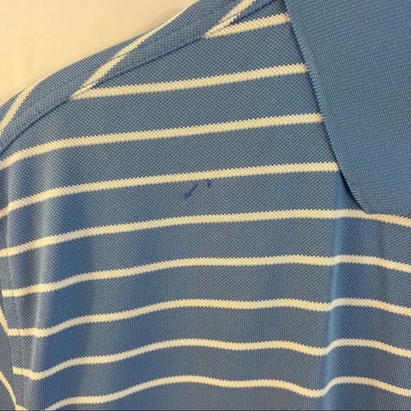 FootJoy Polo Golf Shirt FJ Mens M Medium Striped Stretch Collar Blue White - Picture 4 of 4